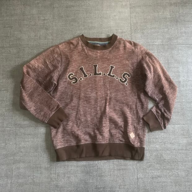 일본빈티지 Ills 올드스쿨아메카지 혁오풍 스웻셔츠맨투맨 브라운