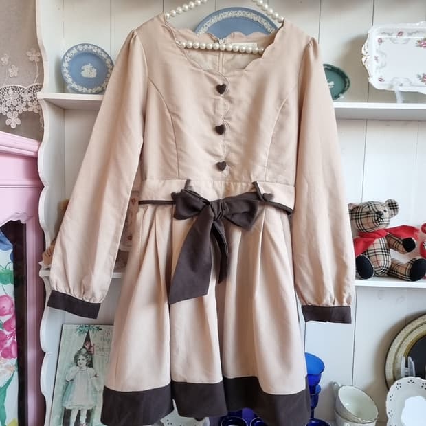 하트버튼 리본원피스