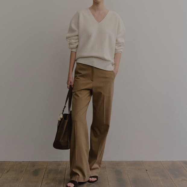 오브베이지 케시메리노울 브이넥 니트 Free _ 여성