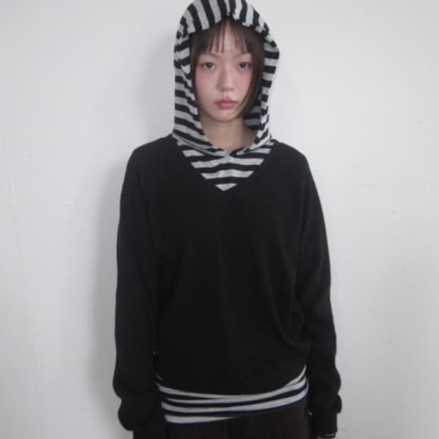 베르크서울 롱 스트라이프 후드 