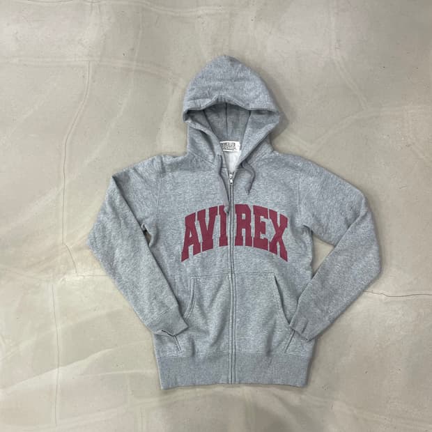 아비렉스 아치 로고 그레이 후드 집업M