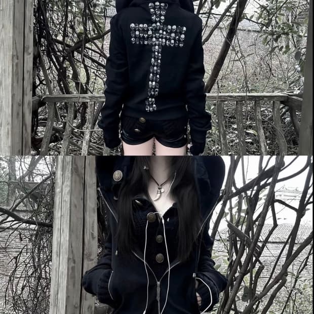 Skull Cross Embellished Hoodie