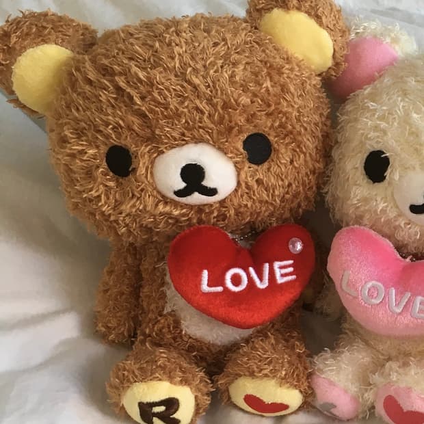 리락쿠마 뽀글이 하트 인형