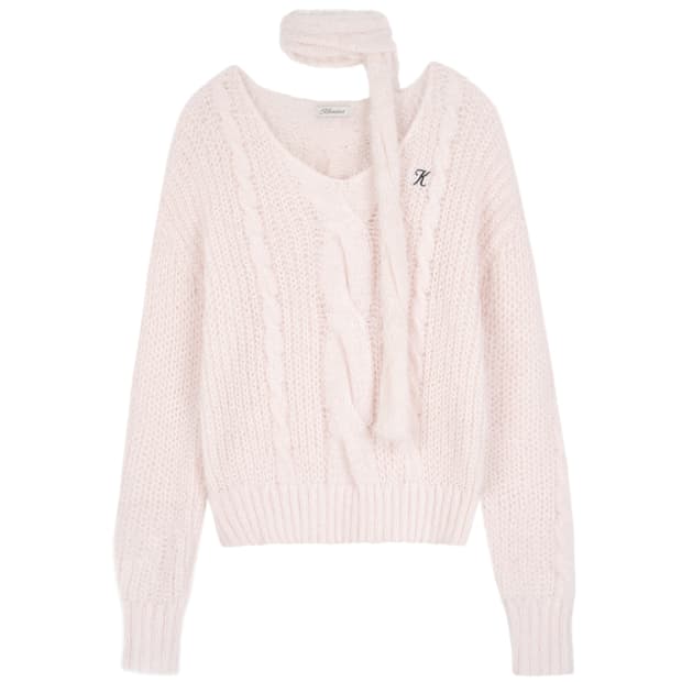 클리시어 Softy cable knit & muffler, Pink