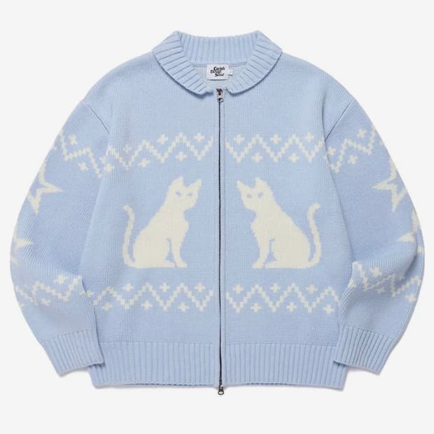 카비시 캣츠 집업 가디건 스카이블루 