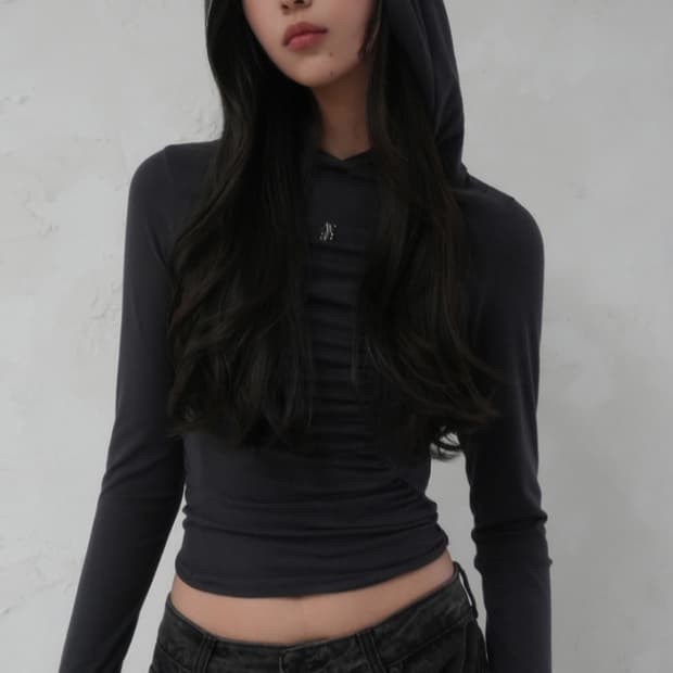 어반드레스 peggy hoody 셔링 후디 후드티 챠콜 s