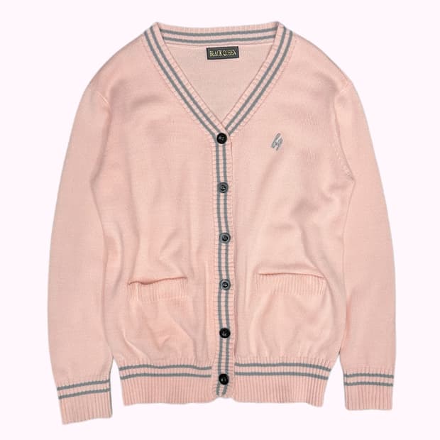 pink logo cricket knit cardigan