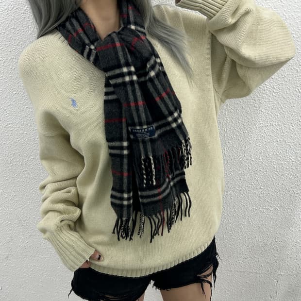 버버리 그레이 노바체크 캐시미어 머플러
