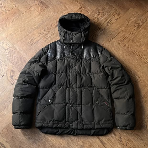 [M]폴로 랄프로렌 블랙 레더 요크 덕다운 패딩