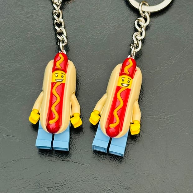 레고 기어 핫도그맨 미니피규어 열쇠고리 키링