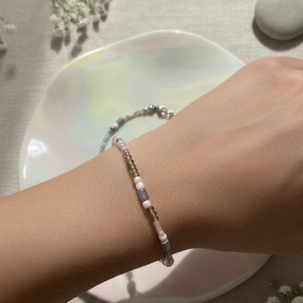 라이트 스톤 파스텔 비즈 팔찌