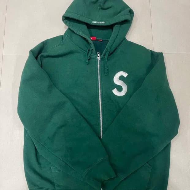 (L)슈프림23fw 후드집업 다크그린