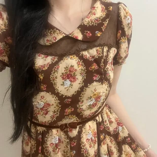 리즈리사 히메카지 히메갸루 라떼갸루 플로럴 초코 원피스 오월빈티지핀터진리