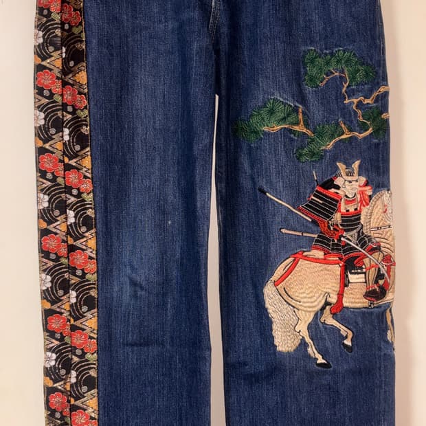 일본 빈티지 자수 데님 팬츠
