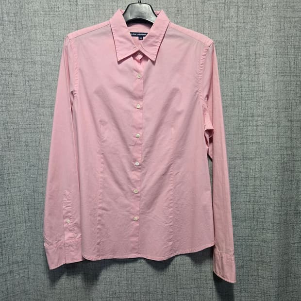 랄프로렌스포츠  슬림핏 핑크 셔츠 긴팔 여성 