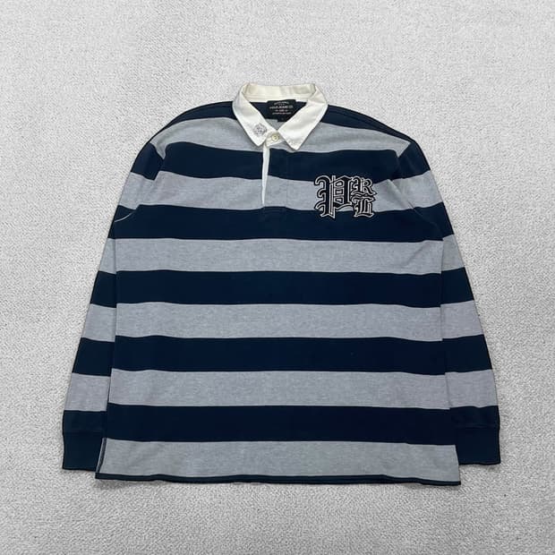 폴로 진스 컴퍼니 크레스트 로고 스트라이프 럭비 티셔츠