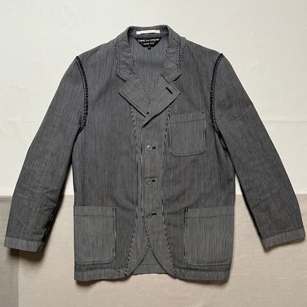 꼼데가르송 옴므플러스 02ss 스트라이프 테일러드 자켓
