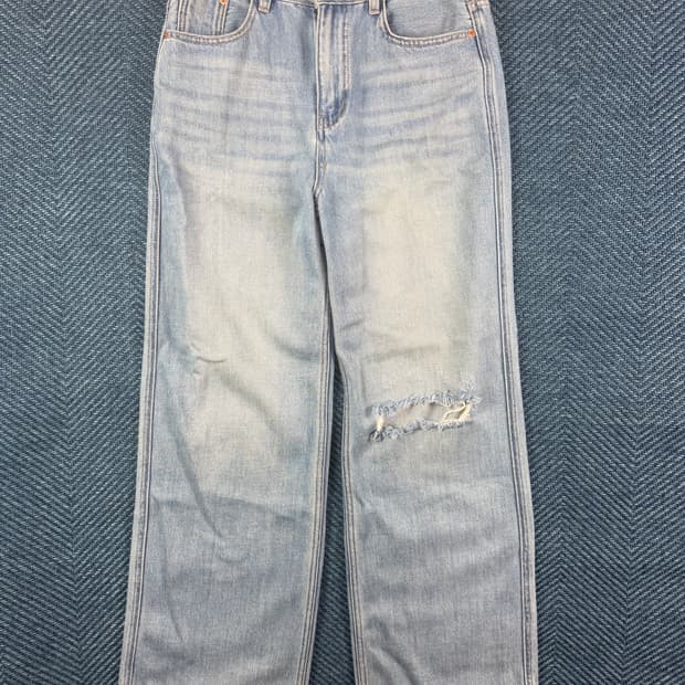 MM6 Maison Margiela 디스트레스드 와이드 데님 팬츠