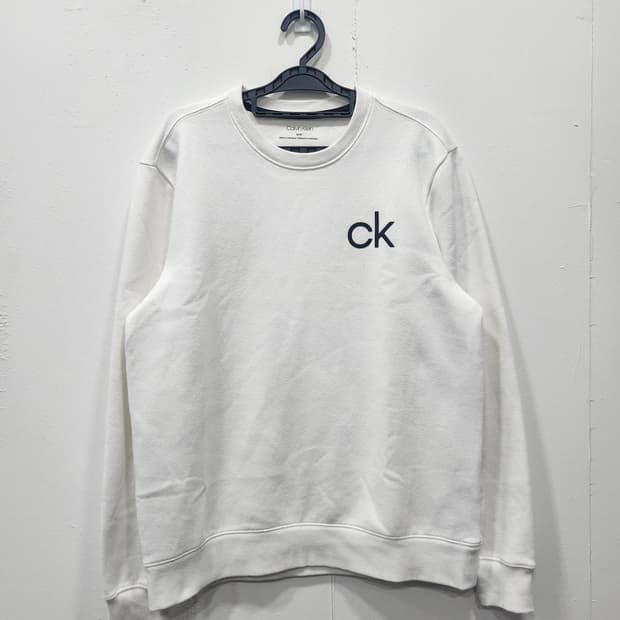 캘빈클라인 CK 로고 안감기모 맨투맨 남성 95~100사이즈 화이트
