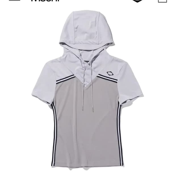 새상품 미스치프 셔링 후드 져지탑 그레이