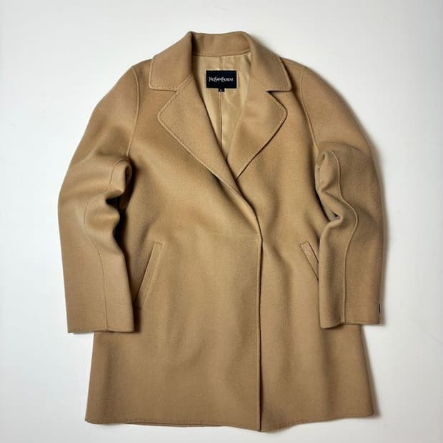 입생로랑 핸드메이드 캐시미어 울 벨티드 코트 PN8196