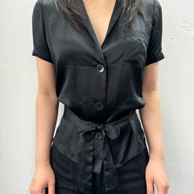 strap glossy shirt