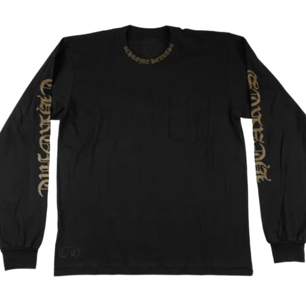 크롬하츠 넥 로고 포켓 크루 롱슬리브 티셔츠 블랙 그린