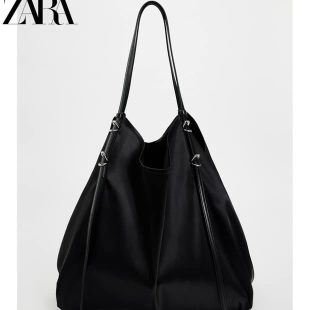 자라 새틴 이펙트 토트백 블랙