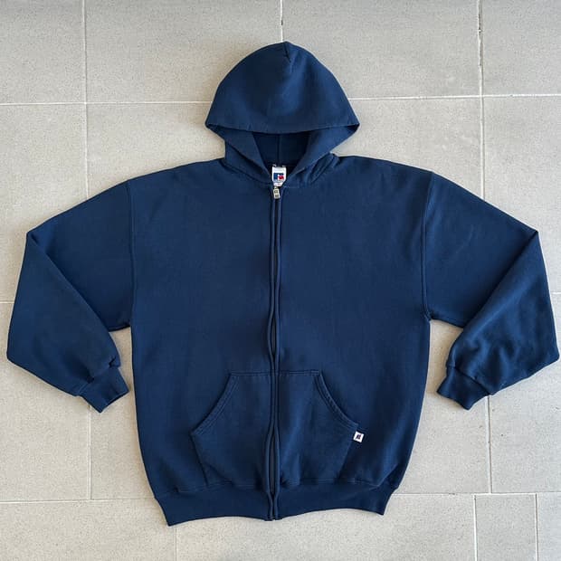 90s 빈티지 러셀 후드집업 네이비 XL