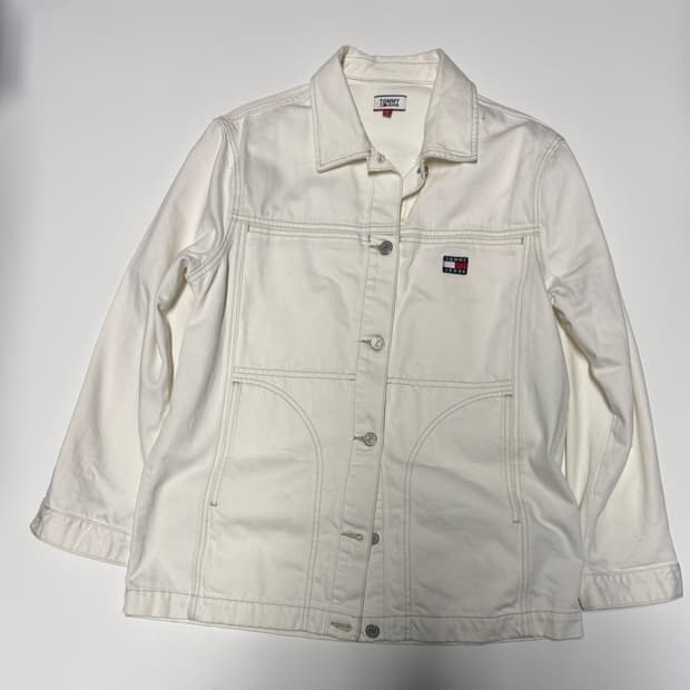 타미 Tommy 진스 화이트 스티치 데님 자켓 M
