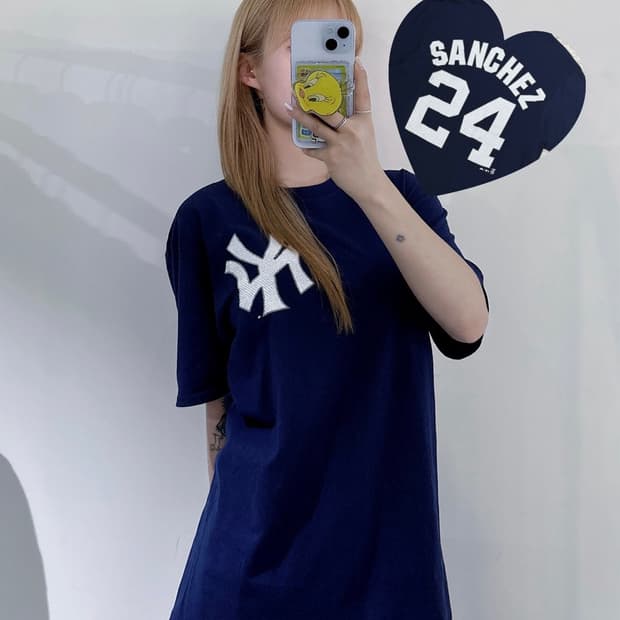 마제스틱 뉴욕양키스 백로고 반팔