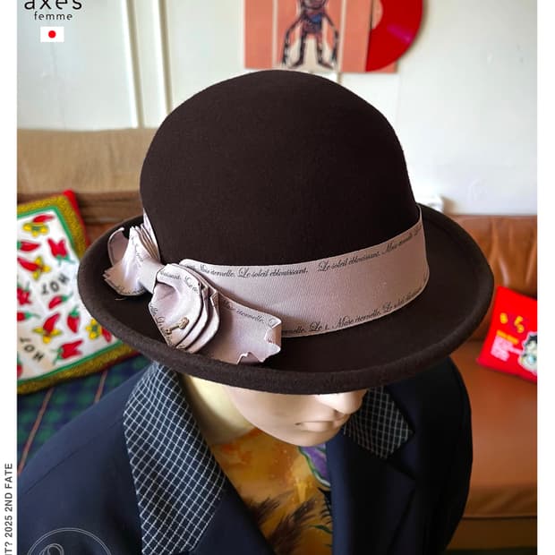 axes femme Antique Ribbon Pedora Hat 