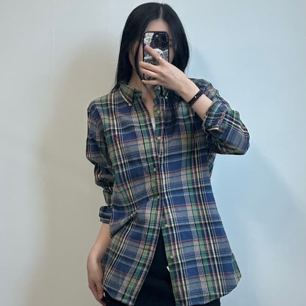폴로 랄프로렌 자수로고 코튼 체크 셔츠