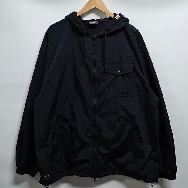 뉴발란스 블랙 후드 바람막이 자켓 2XL
