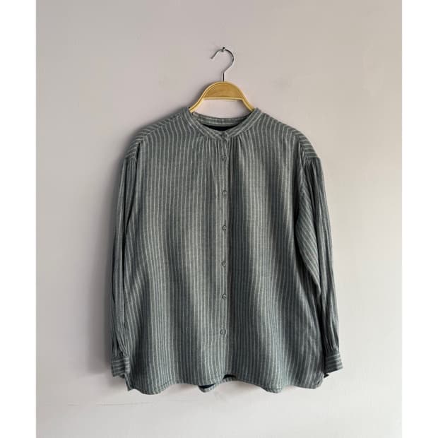 일본빈티지) 기모 스트라이프 블라우스