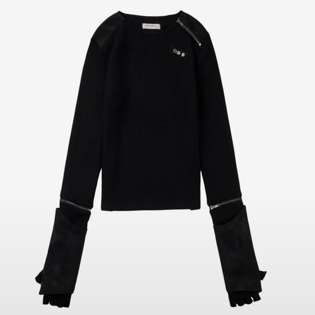 보니앤키예 Detachable Zipper Leather Top