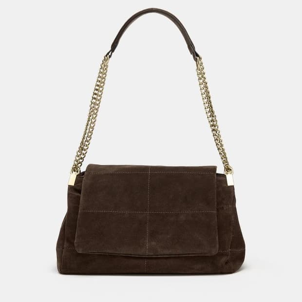 자라 리얼 스웨이드 레더 숄더백 천연가죽 초콜렛 브라운