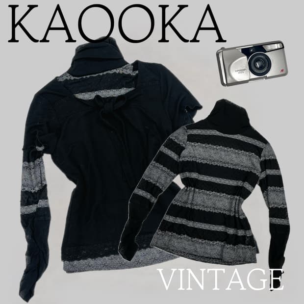 Jpn 블랙 긱시크 에스닉 레이스 레이어드 리본 상의코디세트