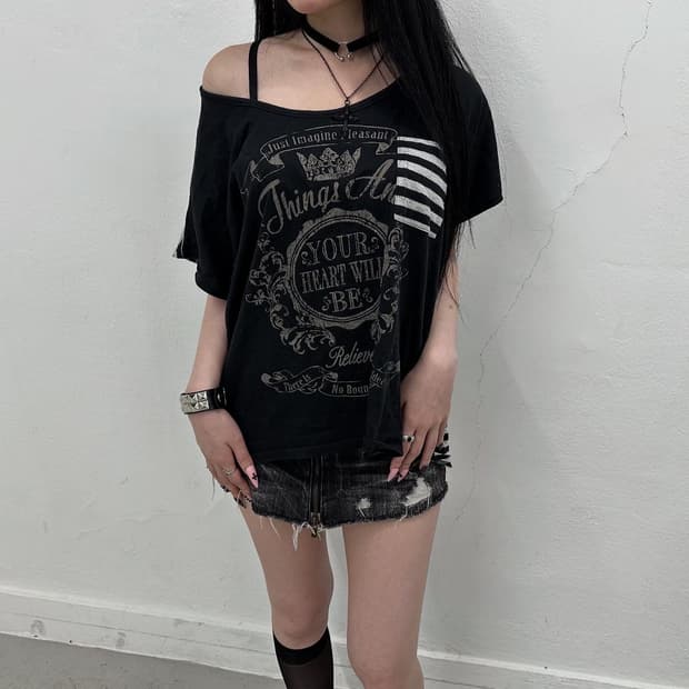 Y2K back stripe short sleeve