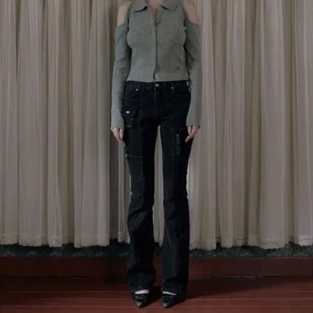 보헤미안서울 사이드 포켓 부츠컷 딥 그레이