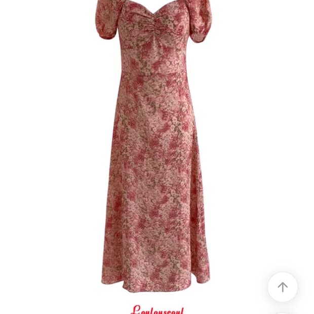 S사이즈 루루서울 마가렛 퍼프 롱드레스 롱원피스 핑크 여행룩 휴양지룩