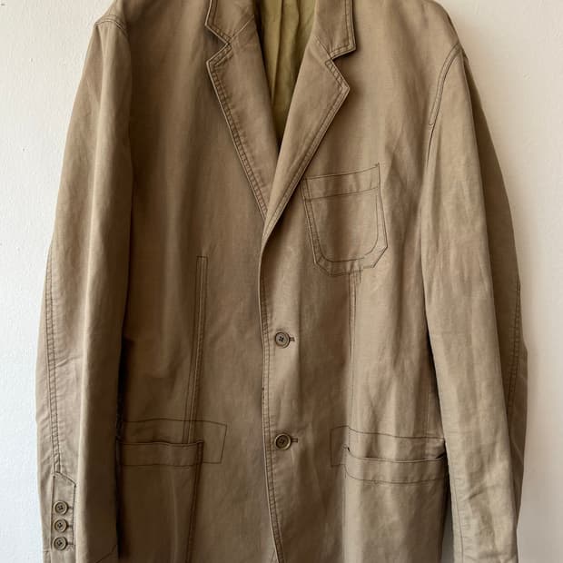 캘빈클라인 베이지 코튼린넨 싱글자켓