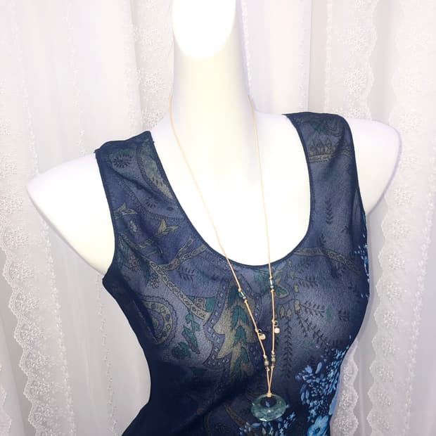 blue flower oriental necklace