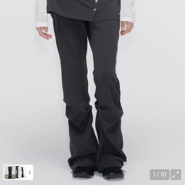 Draped shirt skirt pants SET CHARCOAL