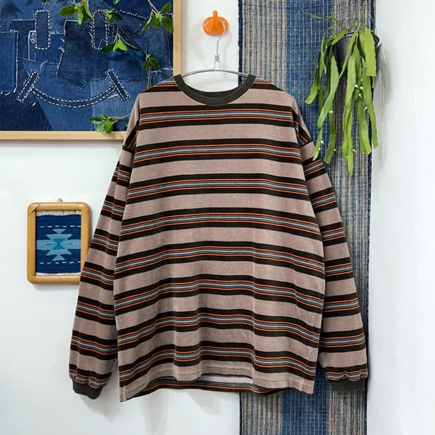 BEAMS   Velvet Touch Stripe Long Sleeve 