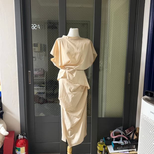 1104라이너 슈퍼린짱 아이보리 셔링 드레이프 셋업