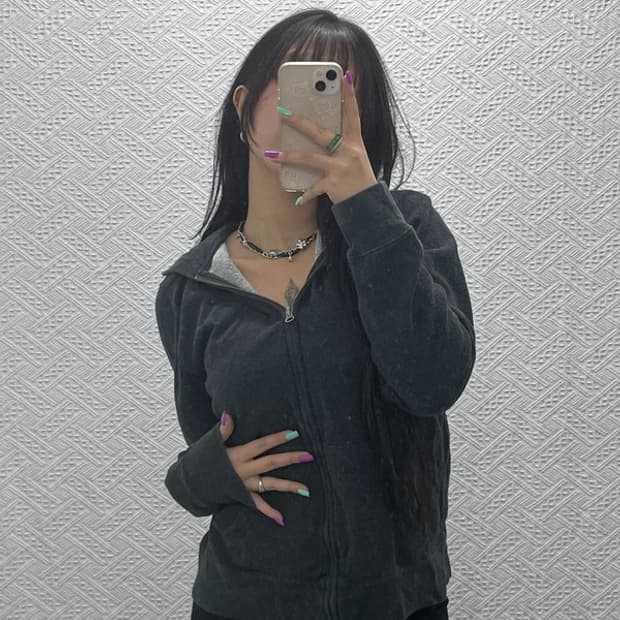 폴로 랄프로렌 빈티지 차콜 기모 후드 집업 XL C07220