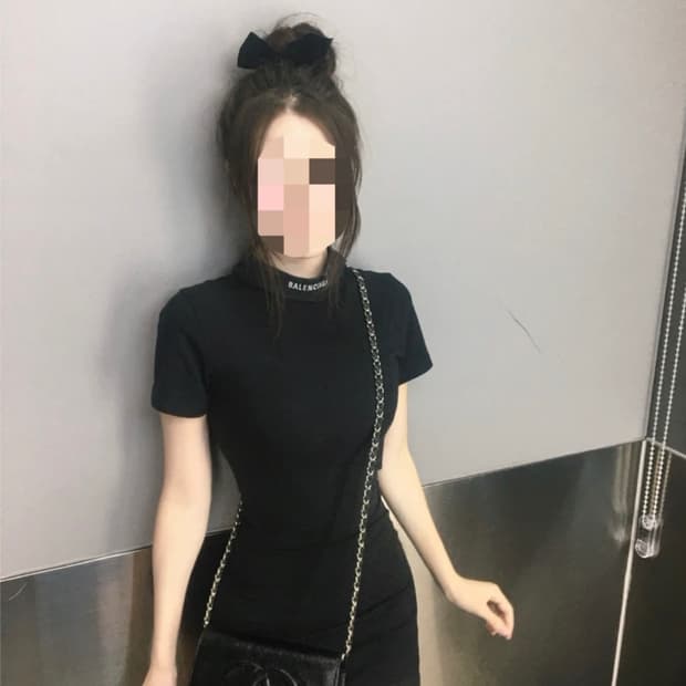 정품 발렌시아가 미니 드레스 원피스 블랙 테이디드