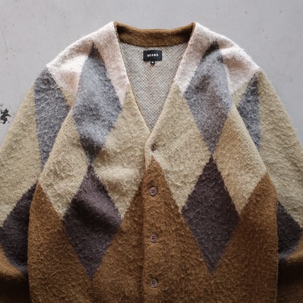Beams Argyle Cardigan