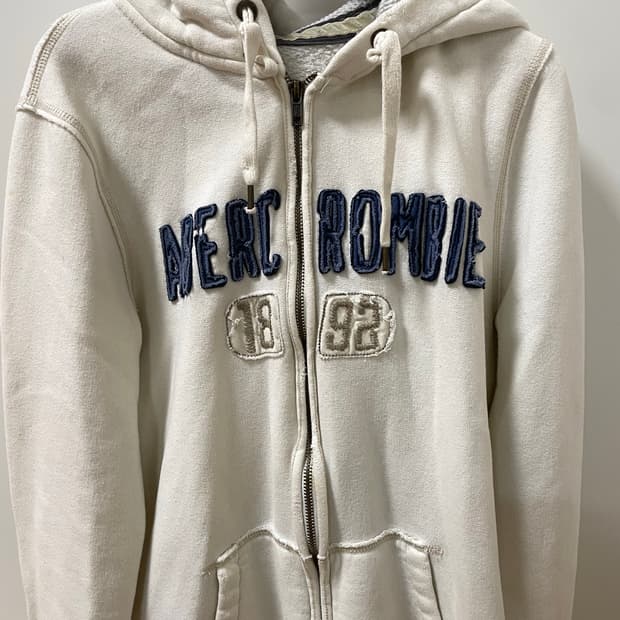 아베크롬비 후드집업 슬림핏 화이트 아이보리